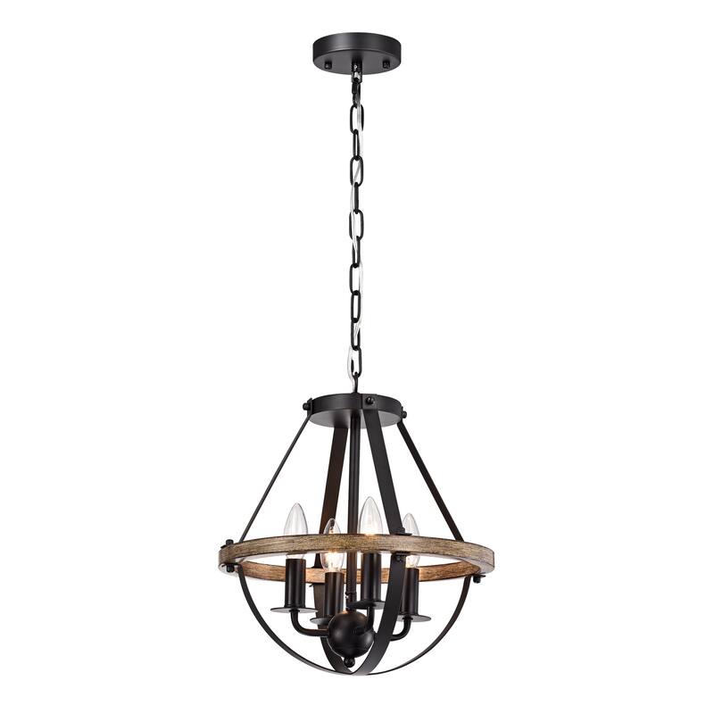 Benny Matte Black 4-Light Open Metal Cage Chandelier