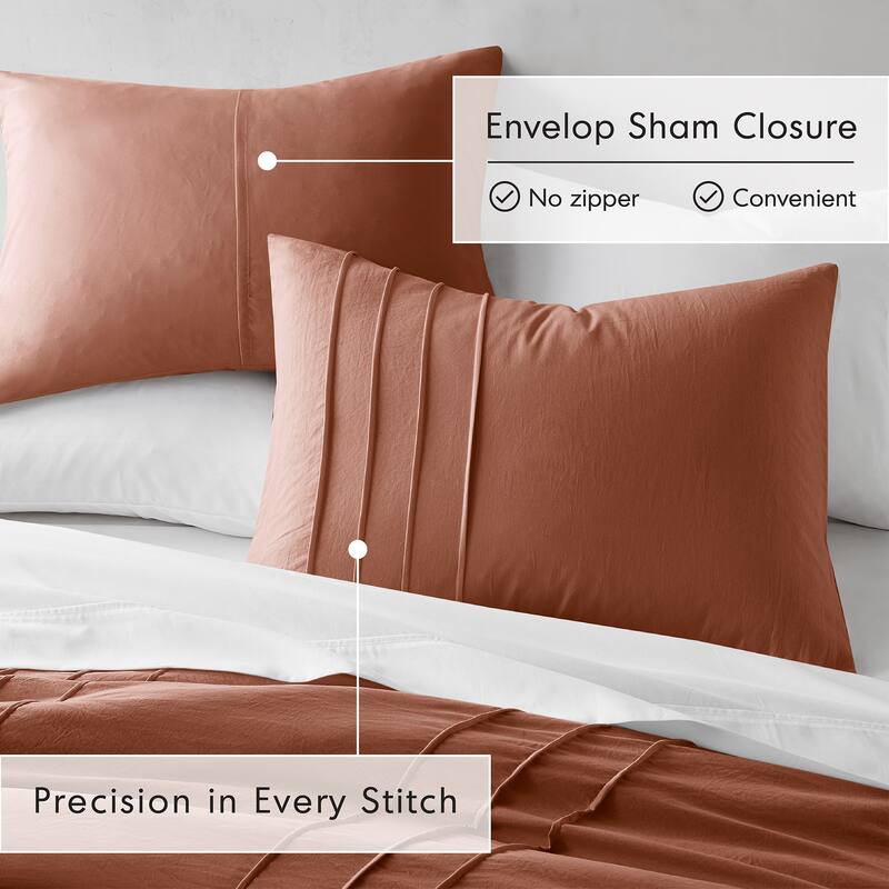 Chelsea Square Evans Pinch Pleated Soft Washed Boho Comforter Set