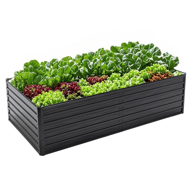 8X4X2ft Galvanized Raised Garden Bed Kit, Rectangular Large Metal Deep Root Planters for Outdoor Plants