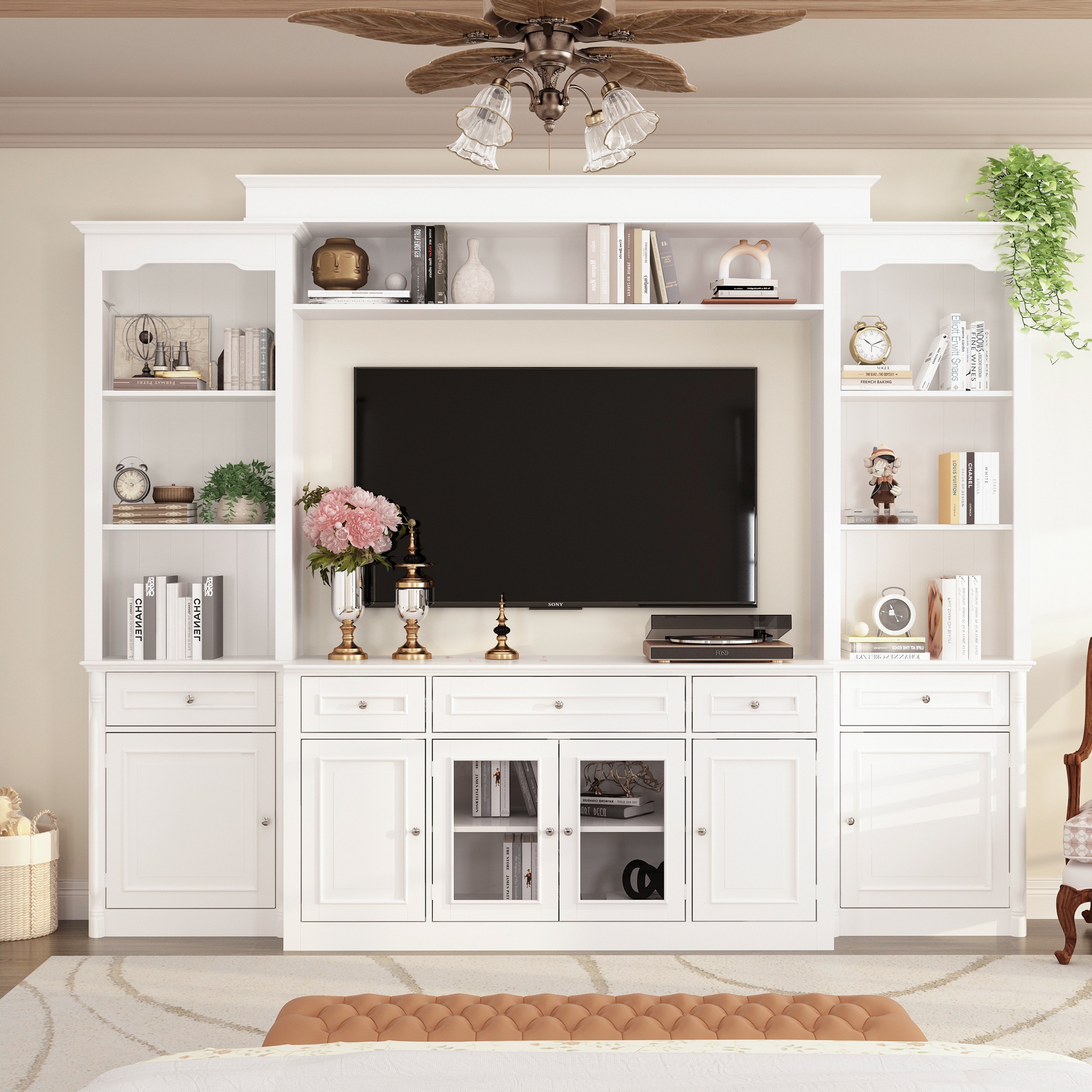 Bright white entertainment center deals