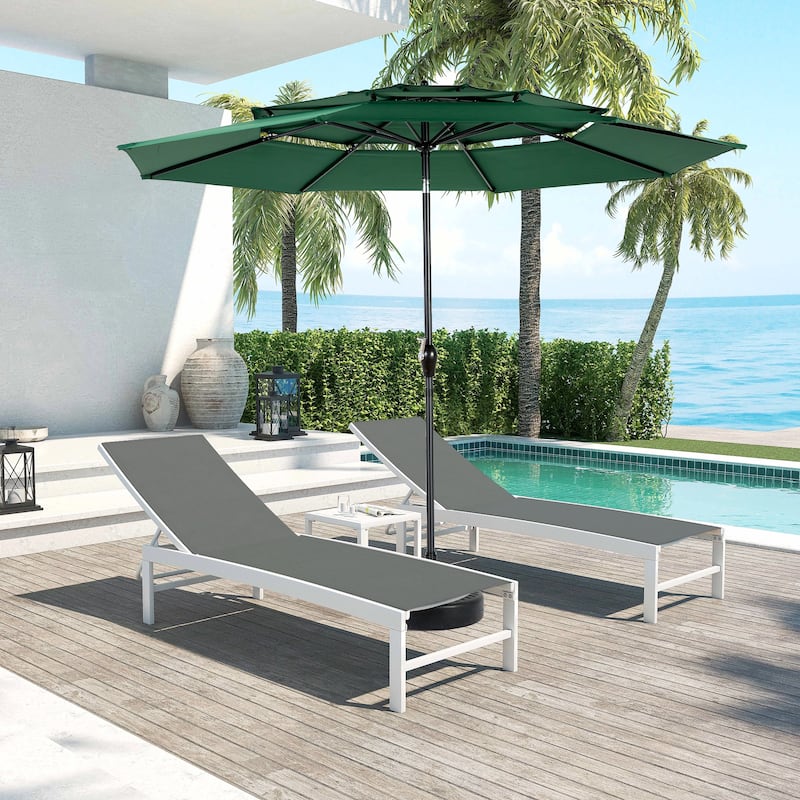 9ft 3 Tier Auto-tilt Umbrella ,Outdoor Patio Umbrella - Market Table Pool Deck Umbrella (Base Not Included) - Dark Green