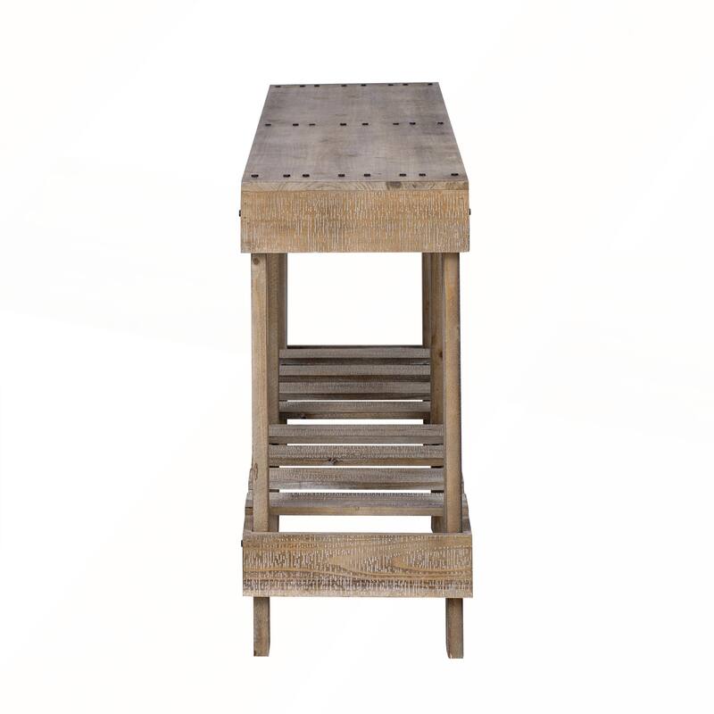 62.9-Inch Vintage Entryway Table with Natural Fir Wood