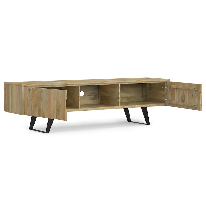 WYNDENHALL Mitchell SOLID WOOD 72 inch Wide Modern Industrial TV Media Stand For TVs up to 80 inches