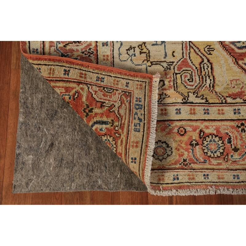 Geometric Heriz Serapi Vegetable Dye Rug Handmade Wool Carpet - 5'0"x 6'10"