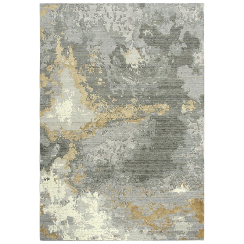Alora Decor Radiant Neutral Abstract Hand Carved Wool Blend Area Rug - 8' x 10'