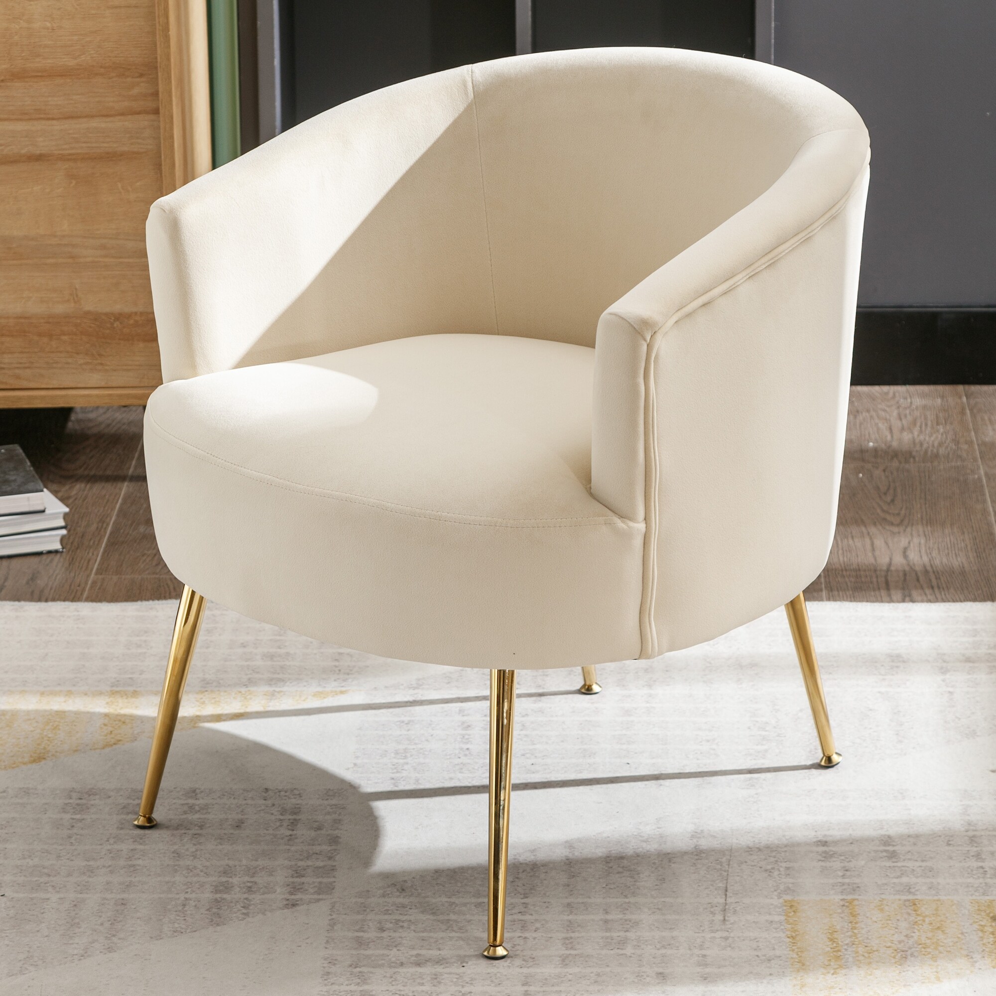 Velvet Upholstered Accent Chair Armchair Accent Tub Barrel Chair