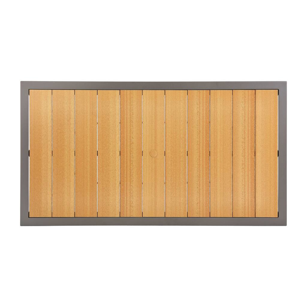 Harper All-Weather Aluminum & Poly-Resin 34" x 66" Rectangular Outdoor Dining Table w/Umbrella Hole