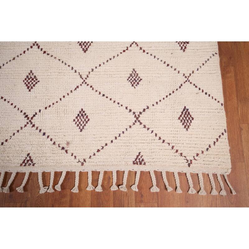 All-Over Trellis Moroccan Large Oriental Area Rug Handmade Wool Carpet - 9'7"x 14'8"