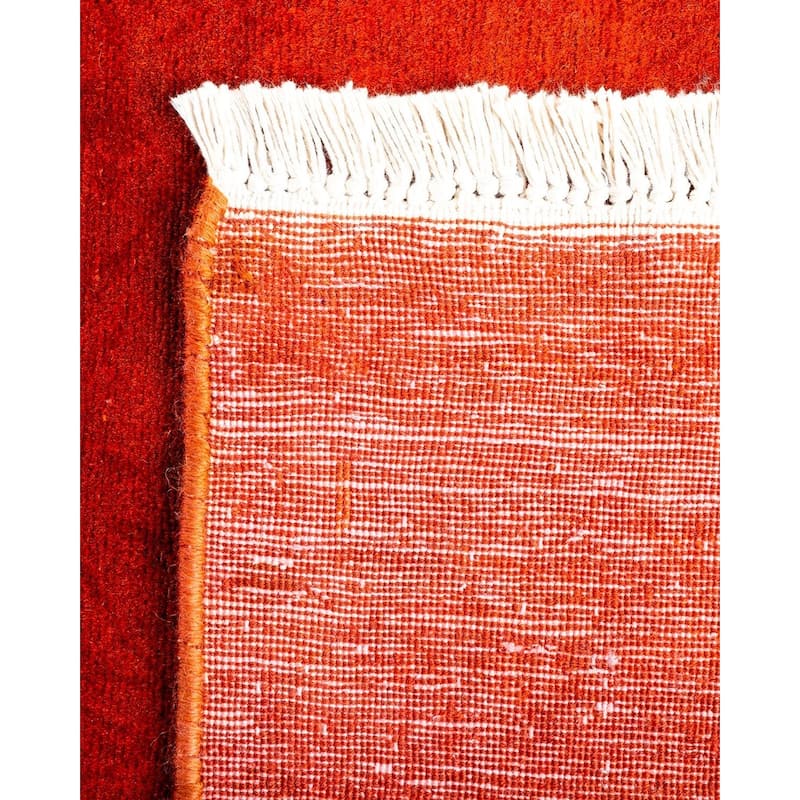 Overton Hand Knotted Wool Vintage Inspired Modern Contemporary Overdyed Orange Runner Rug - 3' 1" x 22' 8"