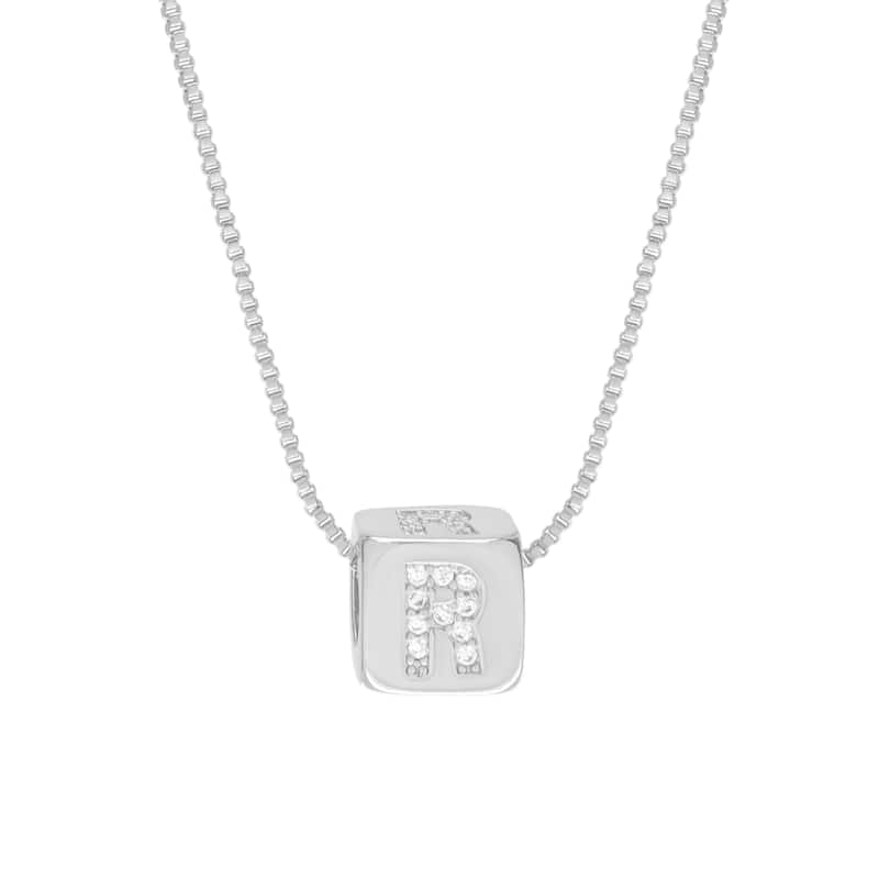 Victoria Townsend Silver Plated Cubed Initial Necklac18" - R