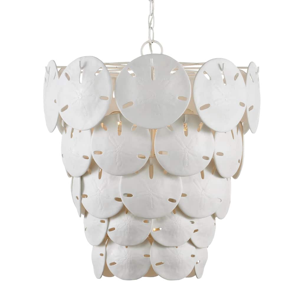 Currey & Company Tulum White Chandelier - 22"h x 20"dia