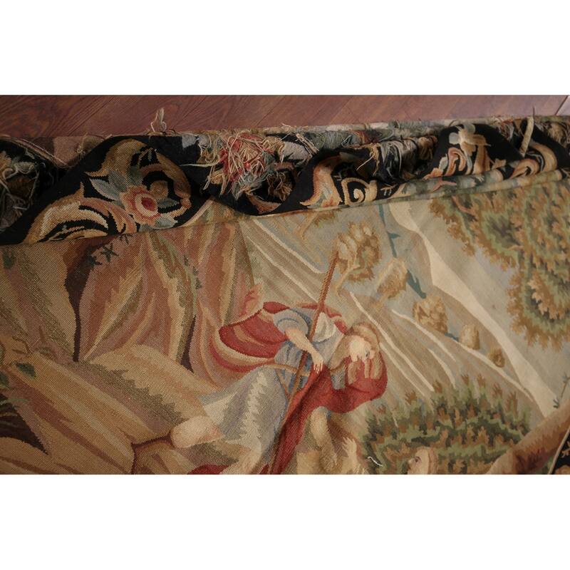 Hand Woven Oriental 100% Wool Carpet Traditional Pictorial Beige & Ivories Tapestries Area Rug - 5' 11'' X 4' 9''