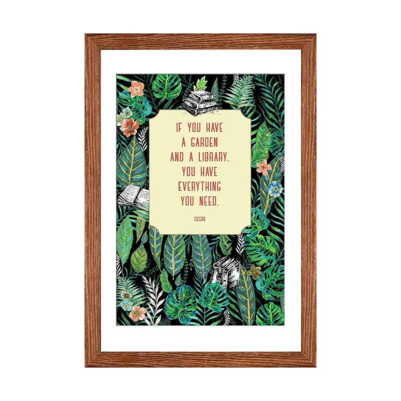 iCanvas "A Garden And A Library - Book Lover's Gift" by Fanitsa Petrou - Gold - 24x16x1