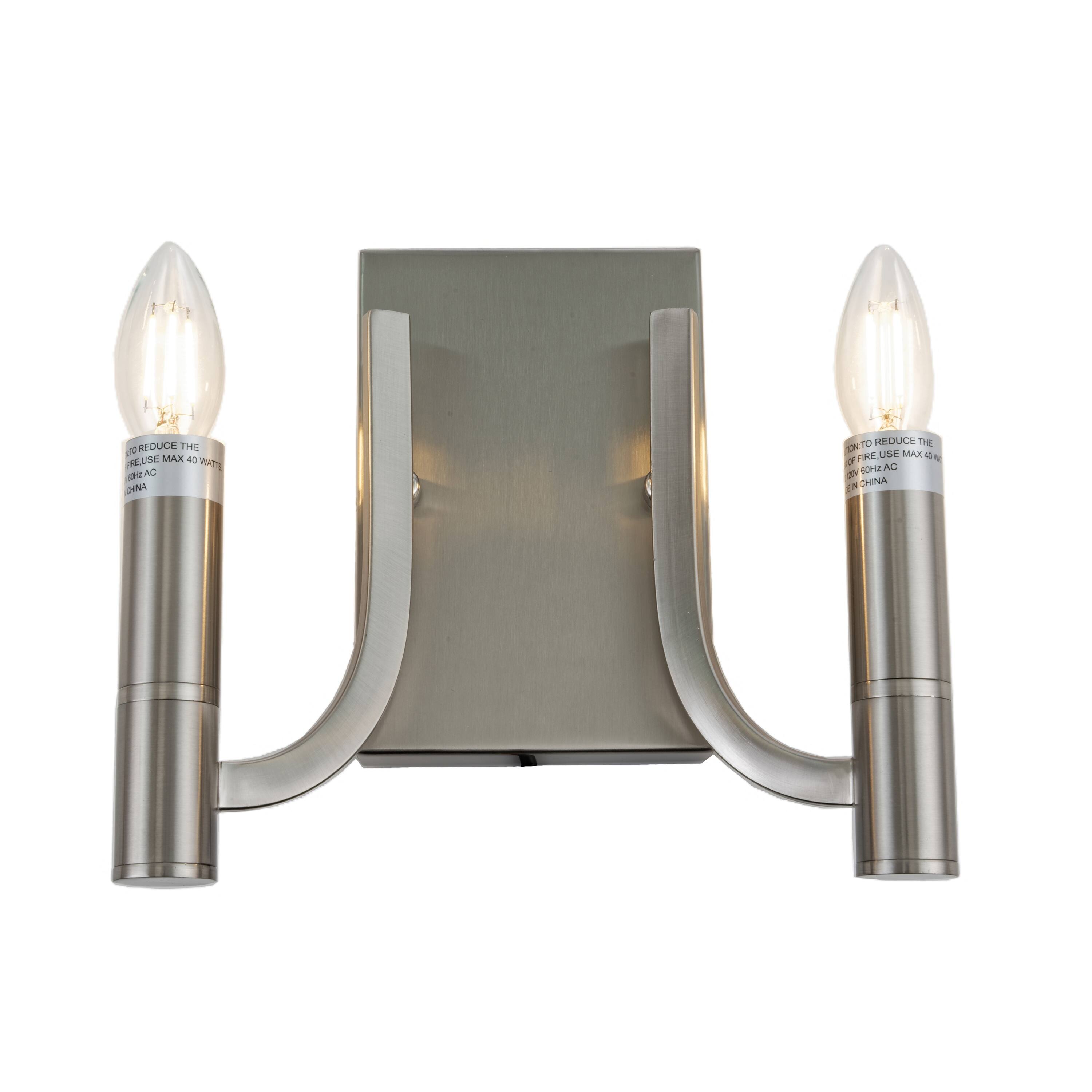 Theory 2Light Modern Candle Wall Sconce in Brushed Nickel Bed Bath