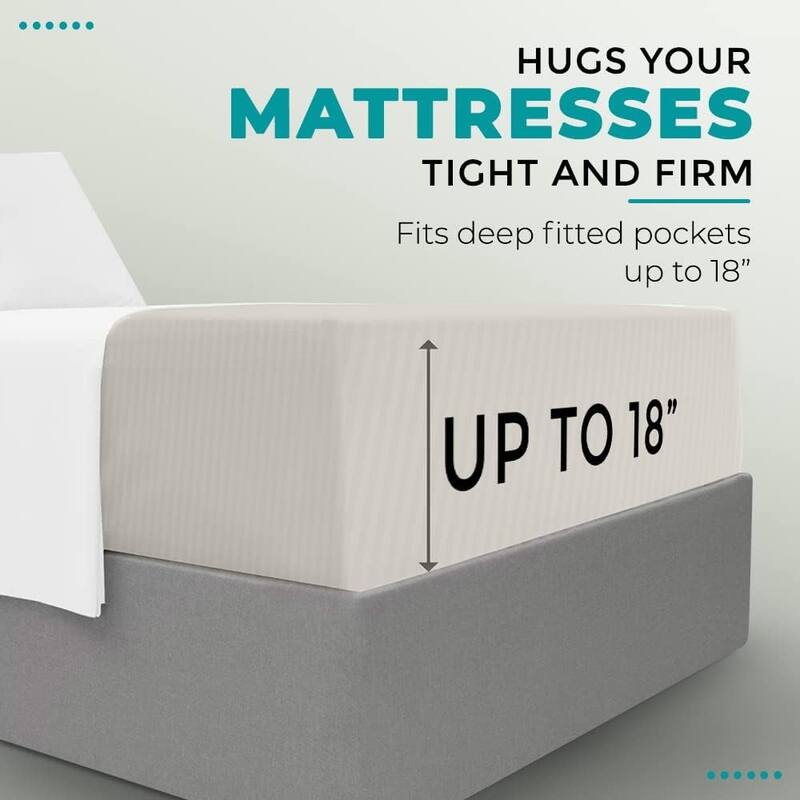 Feather & Stitch 500 Thread Count Damask Stripe ONLY Fitted Sheet