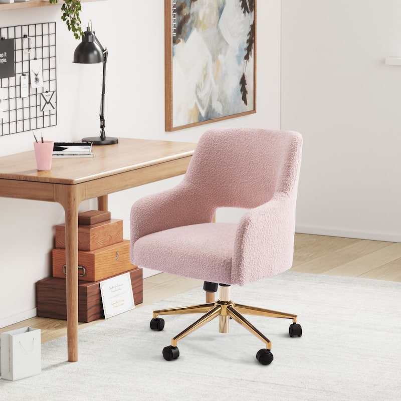 Boucle Upholstered Office/ Desk Chair - Swivel/ Adjustable Height (Set of 2)