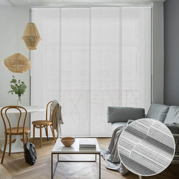 slide 2 of 14, GoDear Design Natural Woven Adjustable Sliding Panel Track Blinds, Vertical Blinds, Timeless Series, 45.8"- 86" W x 96" L Zipper