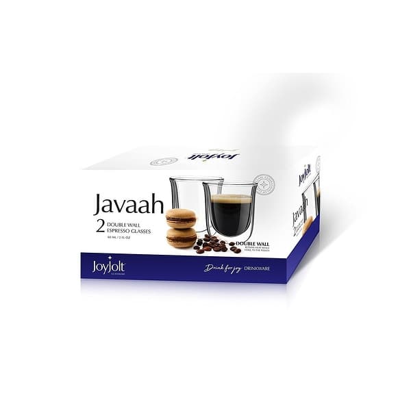 JoyJolt Javaah 2 oz. Clear Double Wall Espresso Glasses (Set of 2)