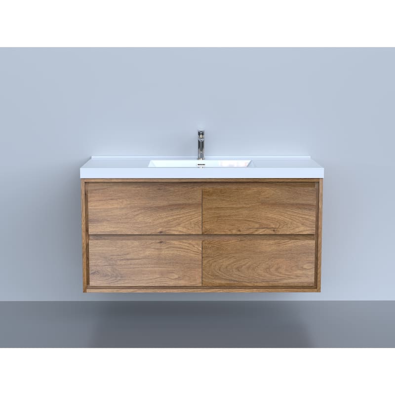 Sage 60" wall mounted bathroom vanity with single basin acrylic top