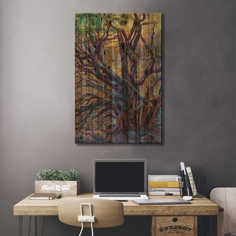 Juniper Loom Print On Wood by Iris Scott - Multi-Color