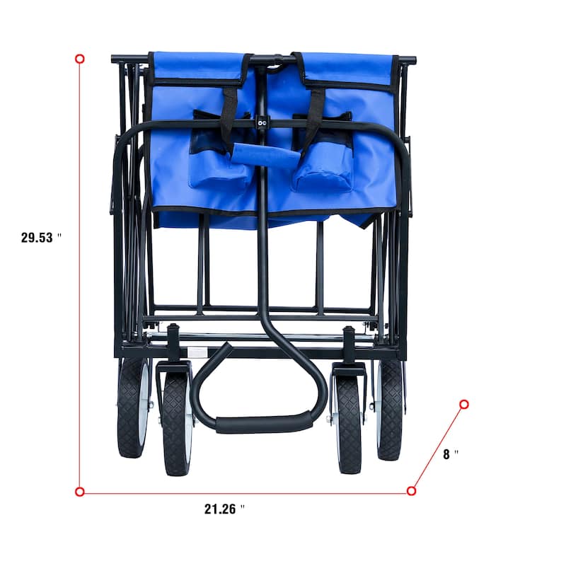Folding Wagon Garden Shopping Beach Cart，Assembled