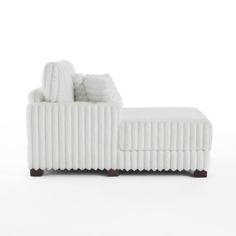 2-Piece Flannel Chaise Lounge Sofa Bed Set with Cup Holder