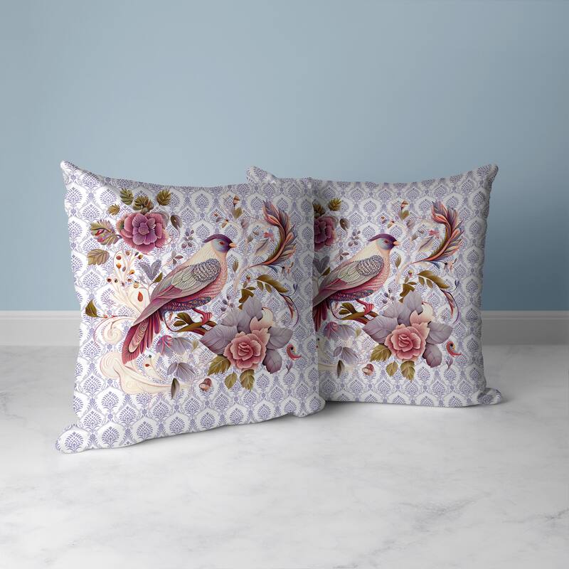 Songbird Rose Radiance Faux Suede Reversible Throw Pillow Grey and Pink