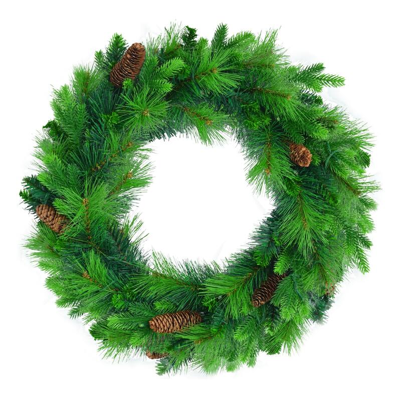 6FT Pre-Lit Christmas Tree with Garland & Wreath Set, LED Multi-Color & Warm Lights, Green and White Tips