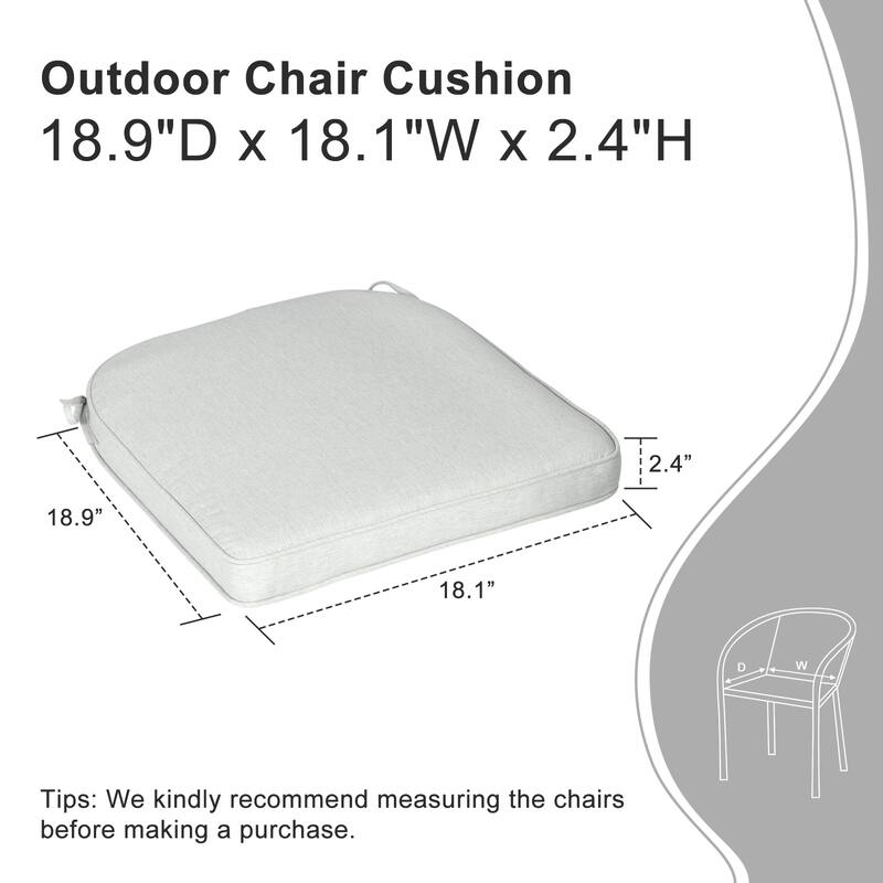 Aoodor Outdoor Dining Chair Cushions Set of 2, Waterproof Patio Furniture Seat Cushions, 18 x 19 inch