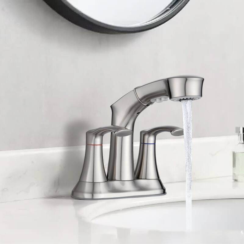 PROOX 4 in. Centerset Bathroom Sink faucet with Pull Out Sprayer Double Handles