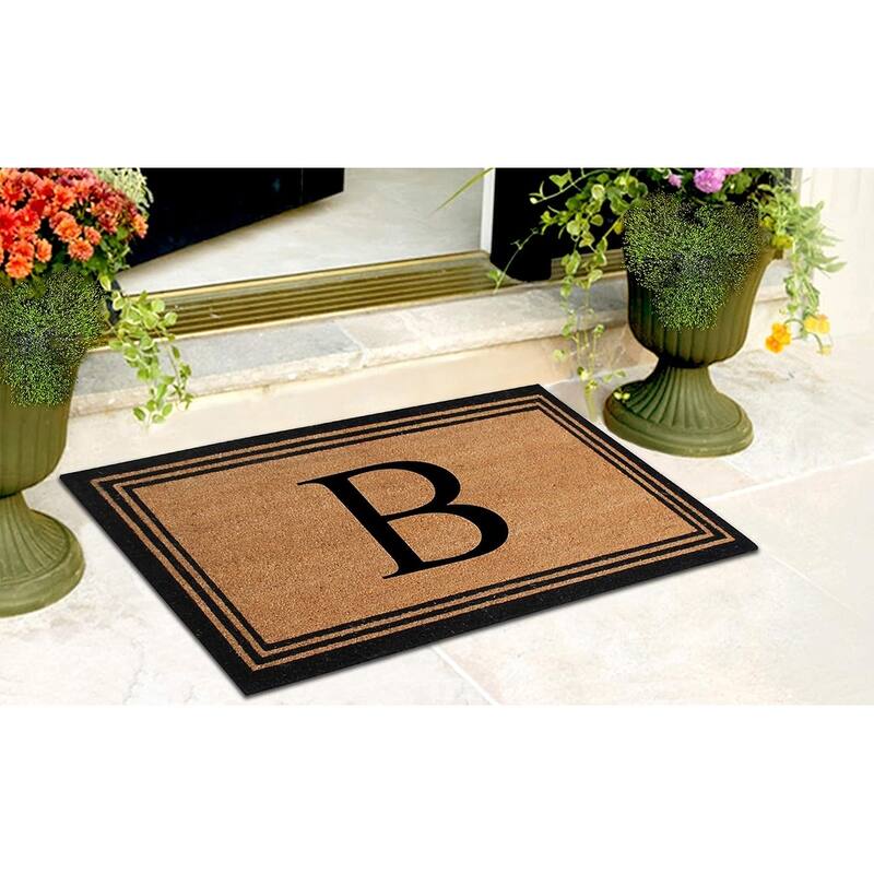 A1HC Pure Natural Coir Monogrammed Heavy Duty PVC Backing Doormat