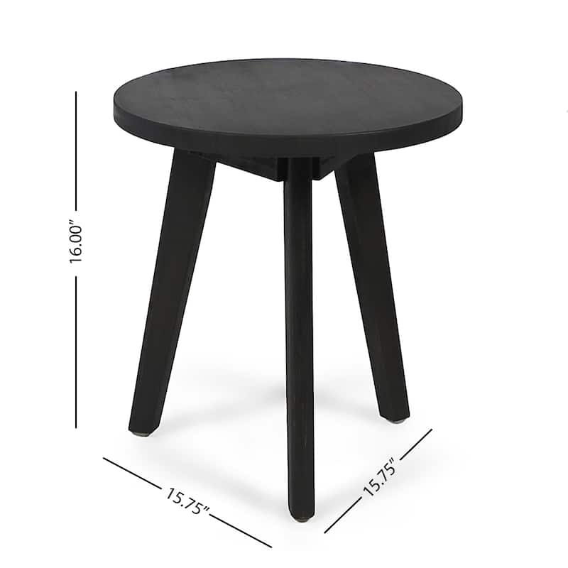 Roomfitters Solid Acacia Wood Round Side Table, Mid-Century Accent End Table for Living Room or Patio