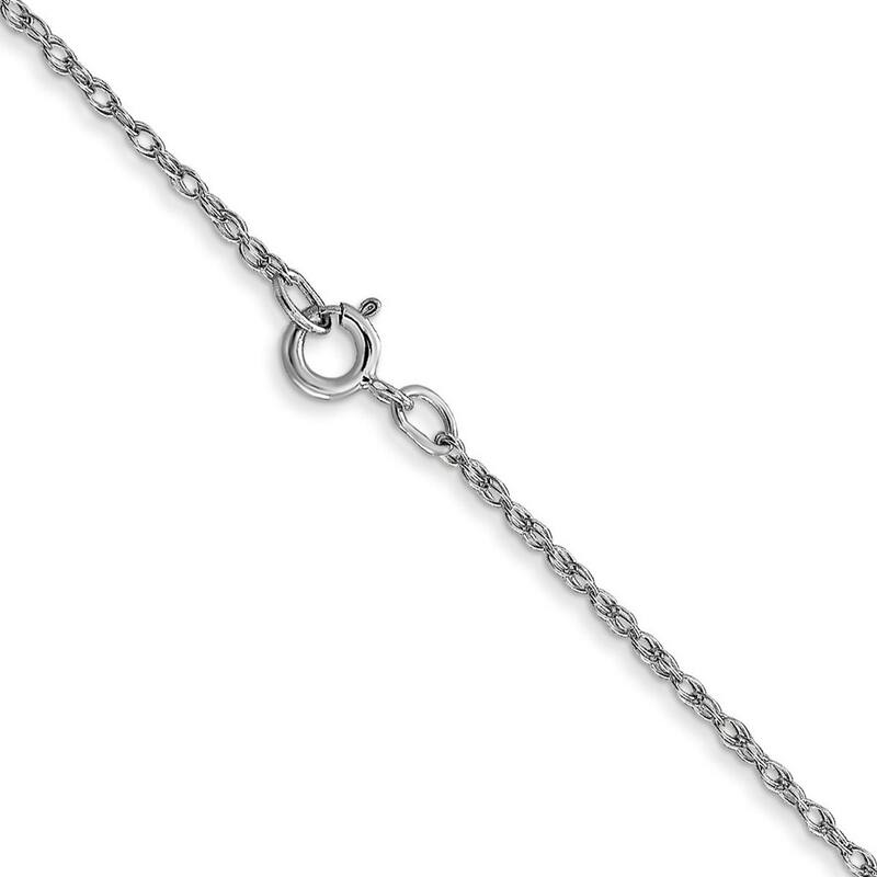 Curata 10k White Gold 0.9mm Carded Cable Rope Chain Necklace (Spring-ring) Options: 16 18 20 24