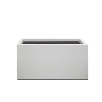 Kante Rectangular Pure White Concrete Metal Indoor Outdoor Planter Pot, w/ Drainage Hole for Patio, Home and Garden