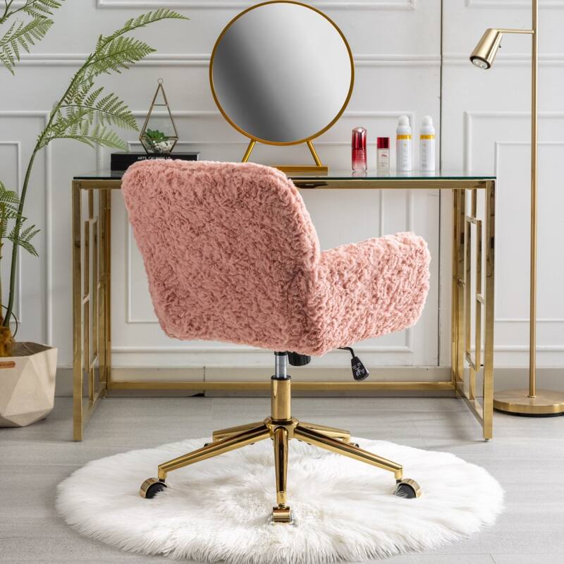 Home Swivel Office Desk Chair with Metal Base, Adjustable Vanity Chair