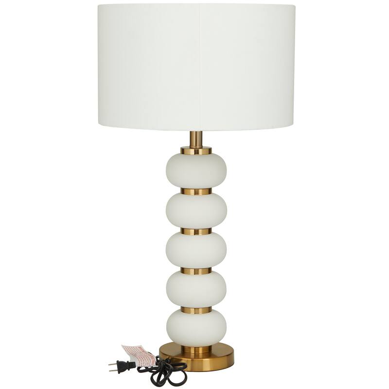 CosmoLiving by Cosmopolitan Metal Orbs Style Base Table Lamp with Drum Shade - Black or White