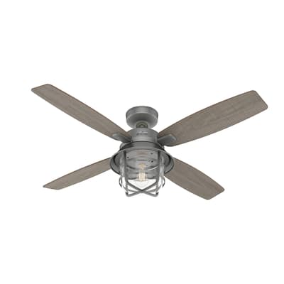 Hunter 52" Port Royale Outdoor Ceiling Fan with LED Light Kit and Handheld Remote, Damp Rated