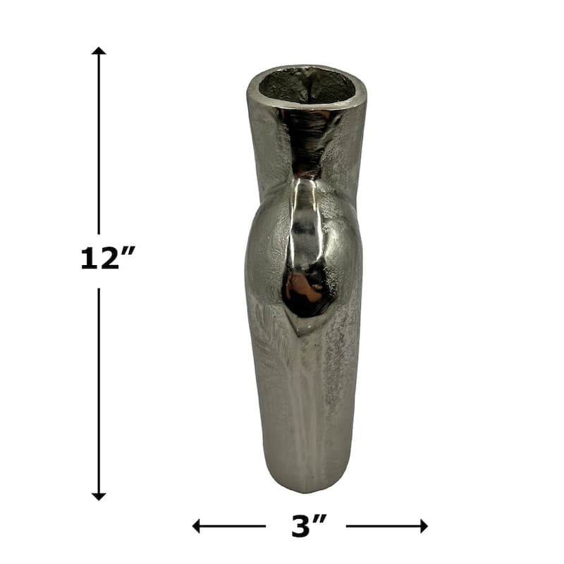 12 Inch Tall Decorative Handmade Aluminum Abstract Modern Flower Vase