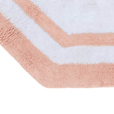 Sherry Kline 32" Hexagon Round Bathmat Framed in Two Tone Colorway