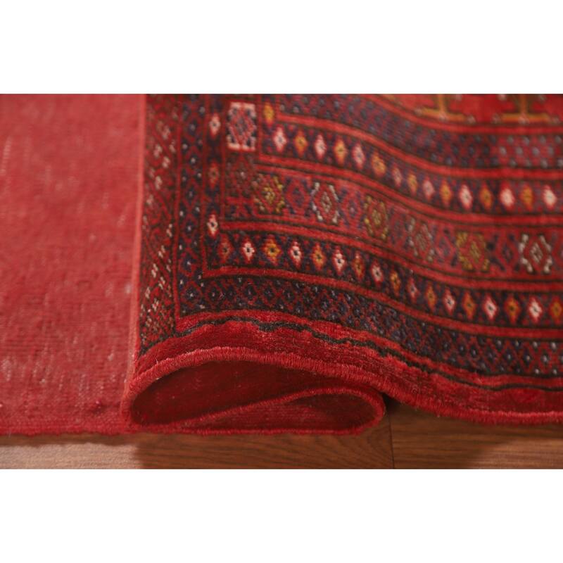 Geometric Turkoman Persian Square Rug Hand-Knotted Wool Carpet - 3'4" x 3'4"