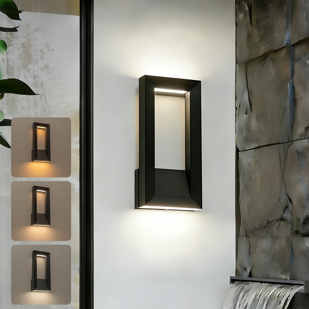 Black Modern 3CCT Dimmable Led Wall Sconce - Large