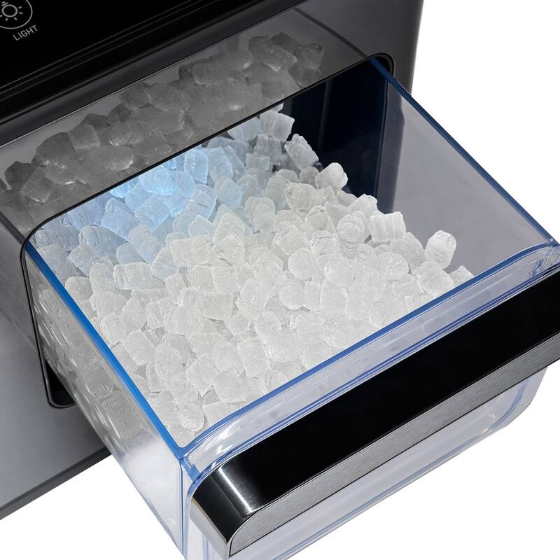 Luma Nugget Countertop Ice Maker, 44 lbs in 24 hours - Black Stainless Steel