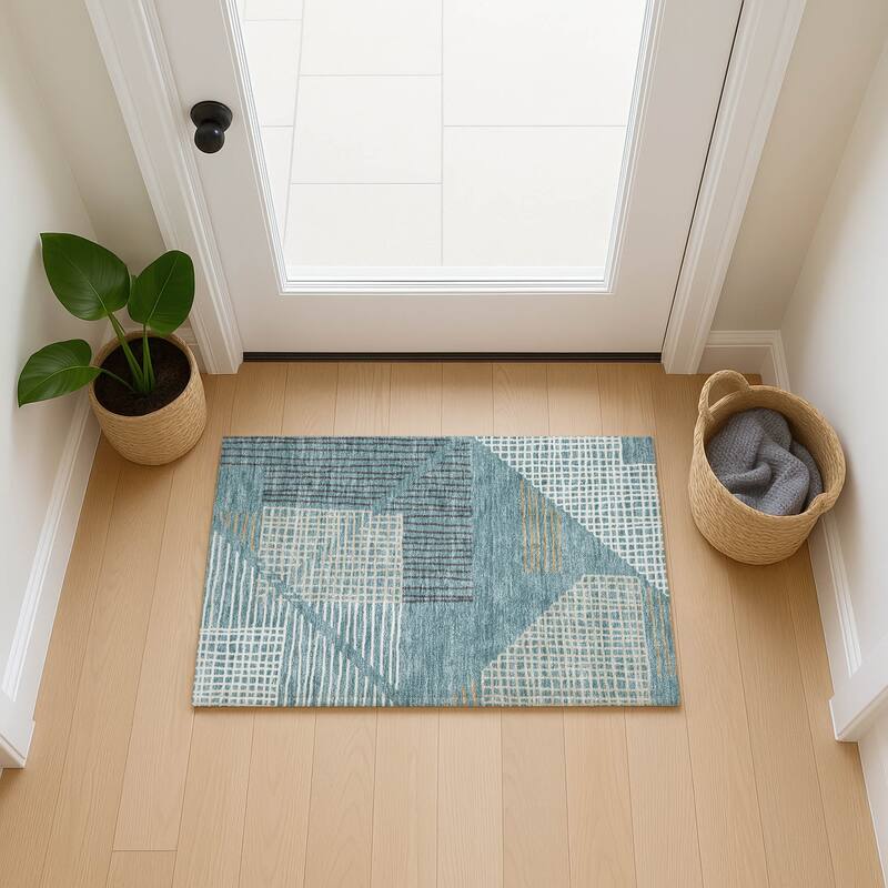 Machine Washable Indoor/ Outdoor Casual Contemporary Chantille Rug