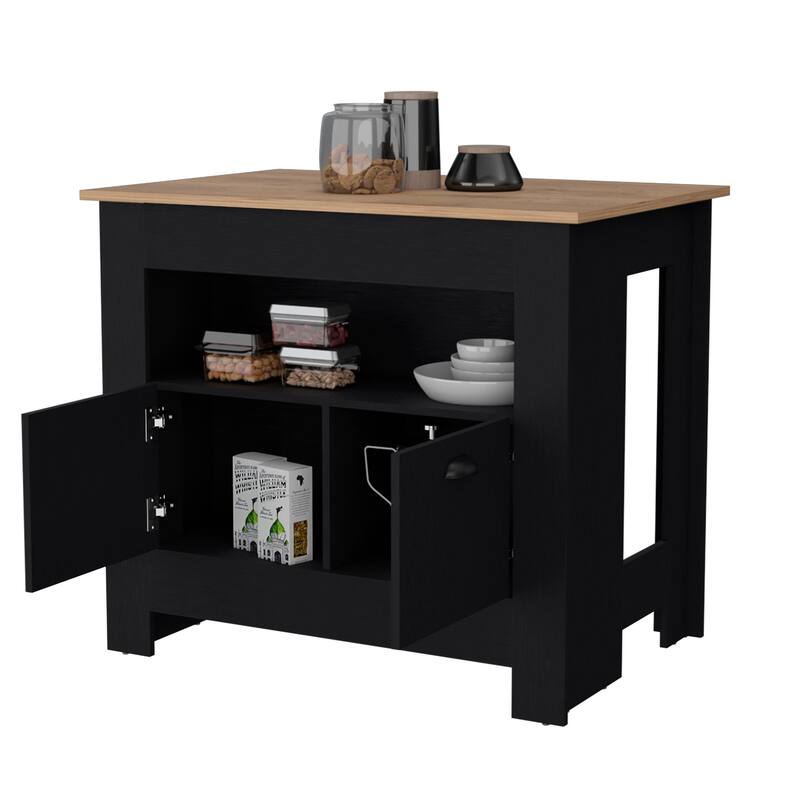 "Modern White Kitchen Island with 2 Doors, 3 Shelves for Organized Storage, Ideal for Cookware"