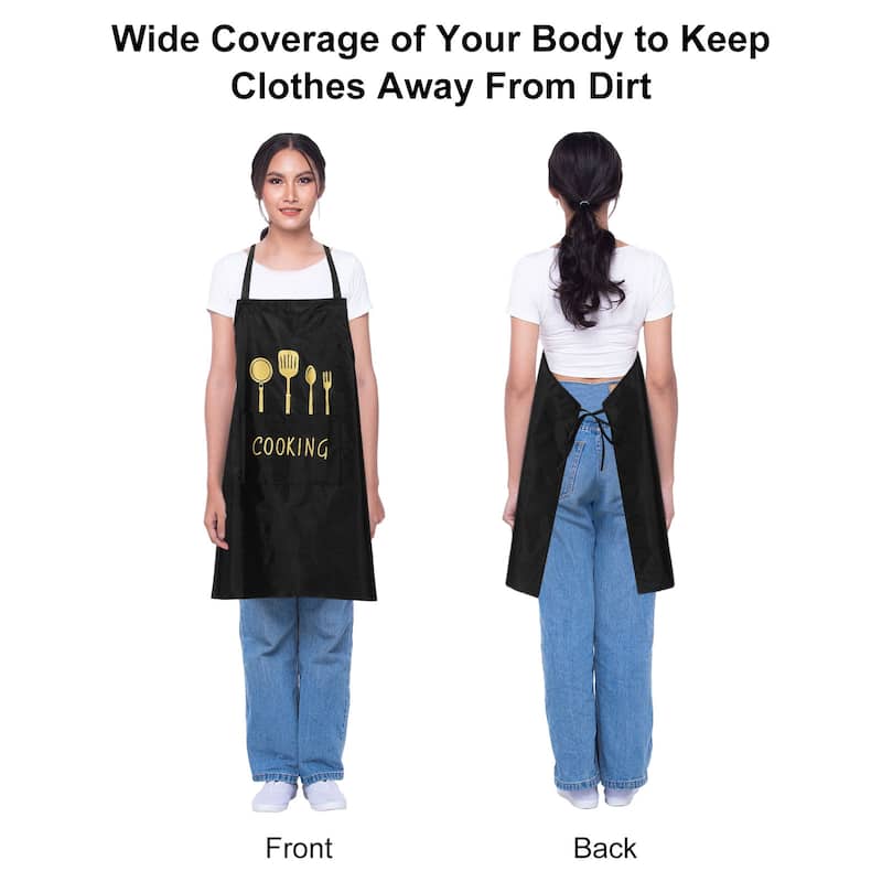 Bib Apron 72x65cm Unisex Cooking Aprons with 2 Pockets - 28.35" x 25.59"