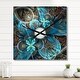 preview thumbnail 9 of 13, Designart 'Fractal Blue Flowers' Oversized Modern Wall CLock