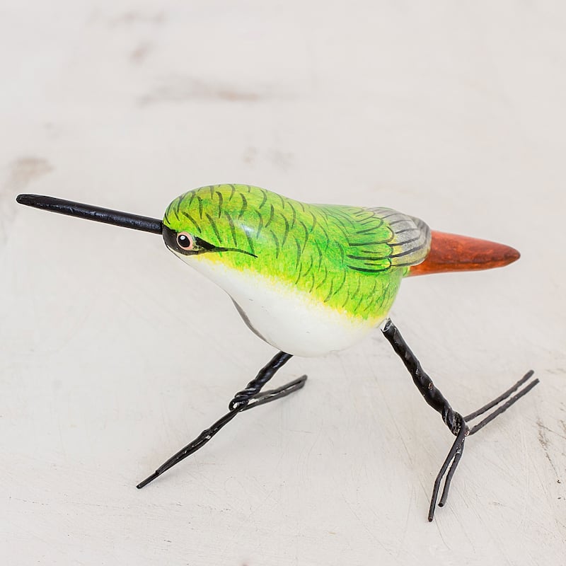 Novica Handmade Mango Hummingbird Ceramic Figurine