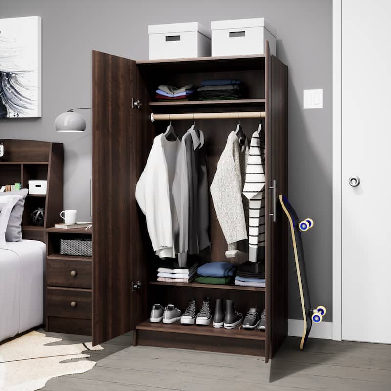 Prepac Elite Armoire Wardrobe Closet Cabinet with Hanging Rail