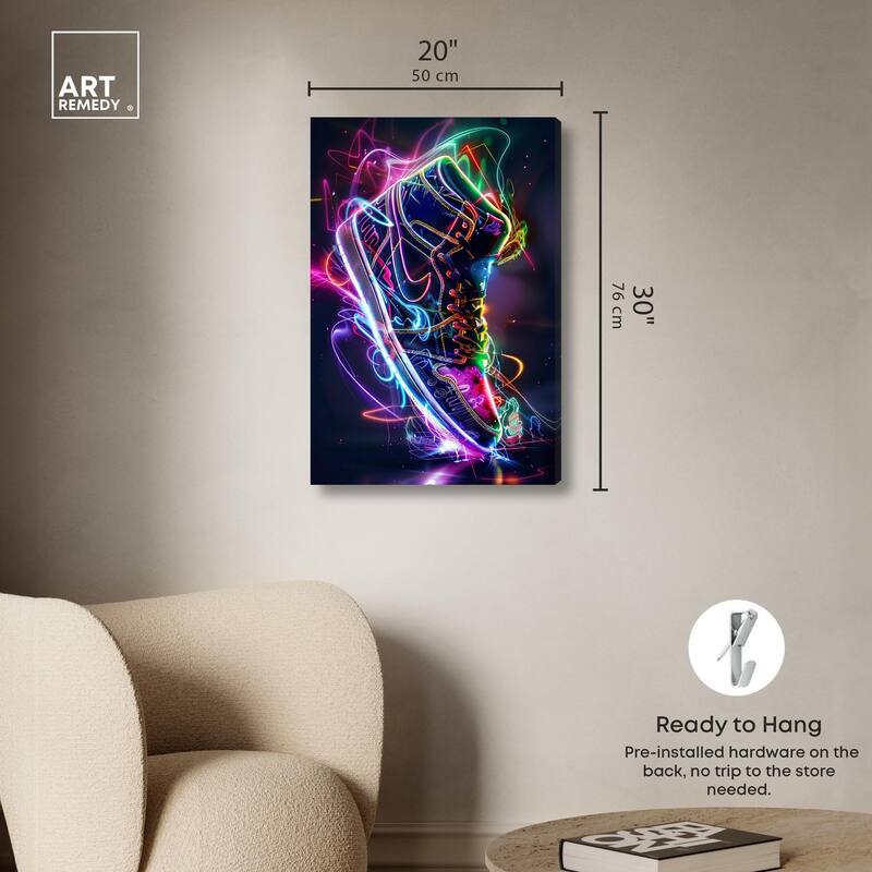 Bright Lights Sneaker Canvas by Art Remedy, Gallery Wrapped