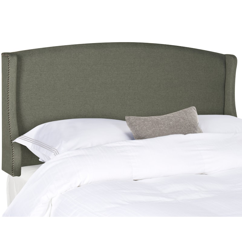 SAFAVIEH Irmgarda Queen-Size Taupe Linen-Upholstered Wingback Headboard